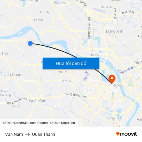 Vân Nam to Quán Thánh map