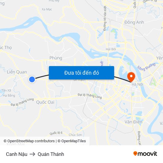 Canh Nậu to Quán Thánh map