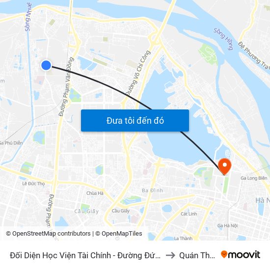 Đối Diện Học Viện Tài Chính - Đường Đức Thắng to Quán Thánh map