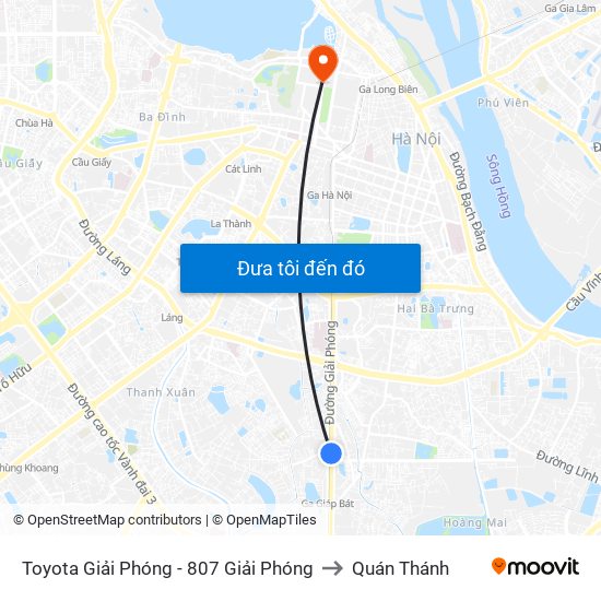 Toyota Giải Phóng - 807 Giải Phóng to Quán Thánh map