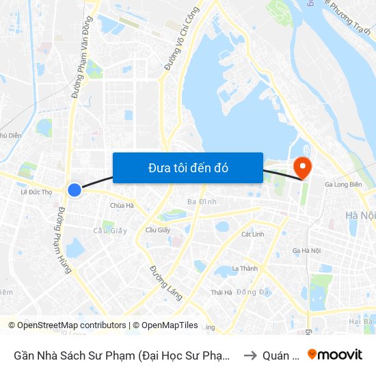 Gần Nhà Sách Sư Phạm (Đại Học Sư Phạm Hà Nội) - 136 Xuân Thủy to Quán Thánh map