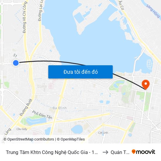 Trung Tâm Khtn Công Nghệ Quốc Gia - 18 Hoàng Quốc Việt to Quán Thánh map