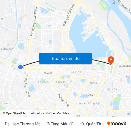 Đại Học Thương Mại - Hồ Tùng Mậu (Cột Sau) to Quán Thánh map