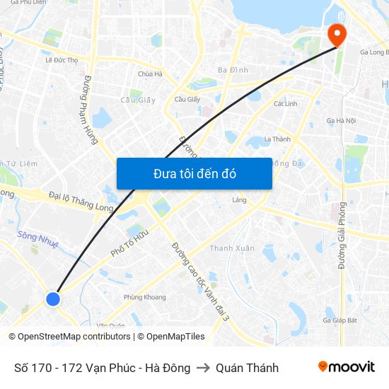 Số 170 - 172 Vạn Phúc - Hà Đông to Quán Thánh map