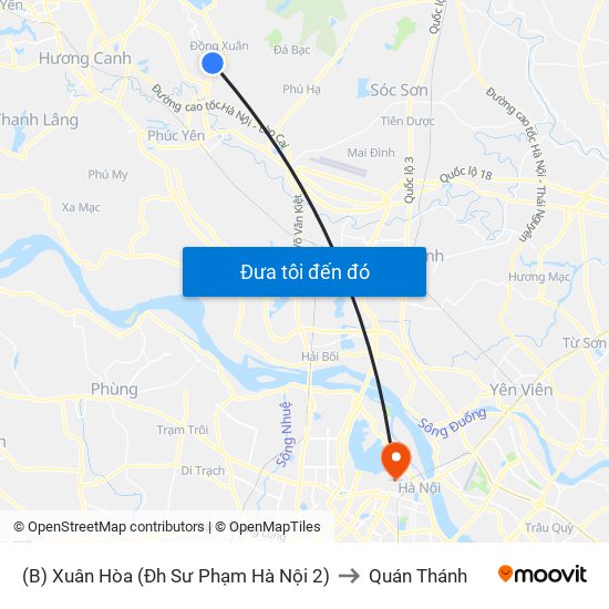 (B) Xuân Hòa (Đh Sư Phạm Hà Nội 2) to Quán Thánh map