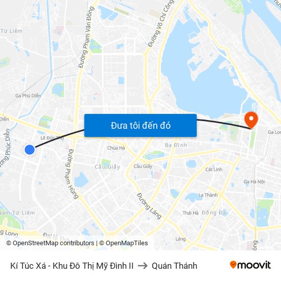 Kí Túc Xá - Khu Đô Thị Mỹ Đình II to Quán Thánh map