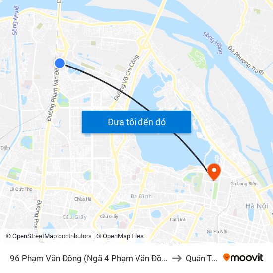 96 Phạm Văn Đồng (Ngã 4 Phạm Văn Đồng - Xuân Đỉnh) to Quán Thánh map
