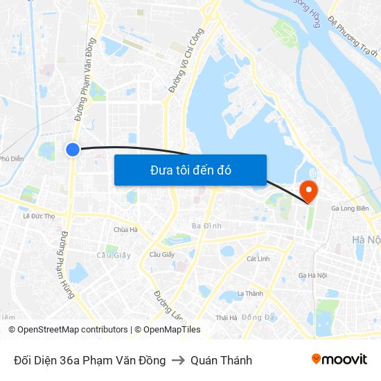 Đối Diện 36a Phạm Văn Đồng to Quán Thánh map