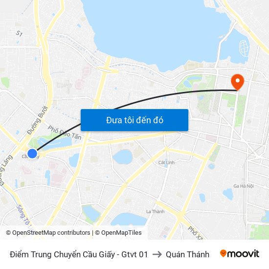Điểm Trung Chuyển Cầu Giấy - Gtvt 01 to Quán Thánh map