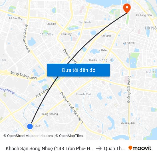 Khách Sạn Sông Nhuệ (148 Trần Phú- Hà Đông) to Quán Thánh map
