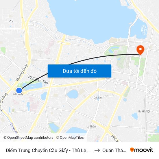 Điểm Trung Chuyển Cầu Giấy - Thủ Lệ 02 to Quán Thánh map