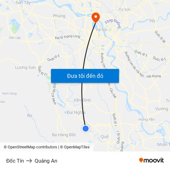 Đốc Tín to Quảng An map