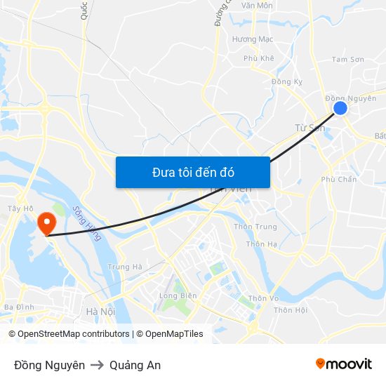 Đồng Nguyên to Quảng An map