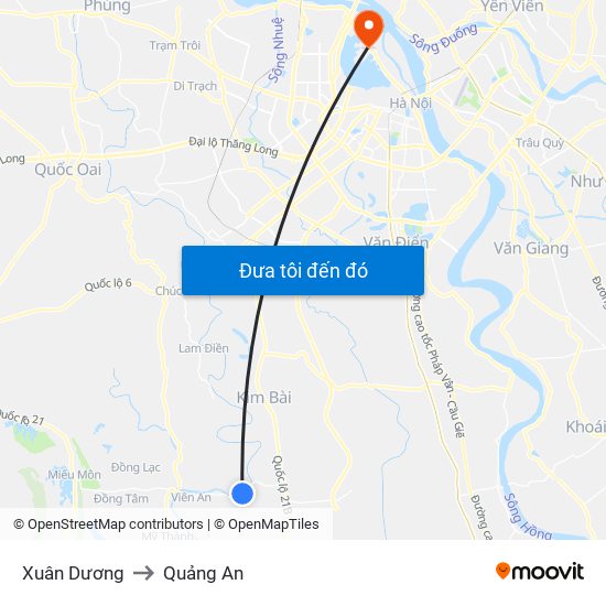 Xuân Dương to Quảng An map