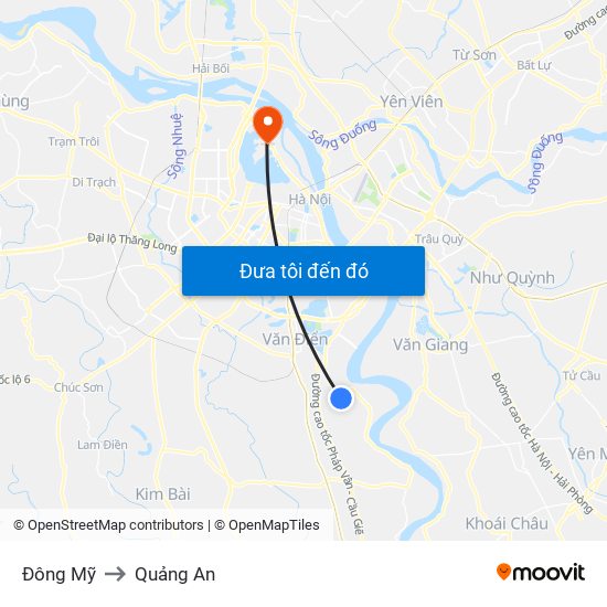 Đông Mỹ to Quảng An map