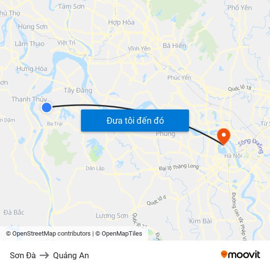 Sơn Đà to Quảng An map