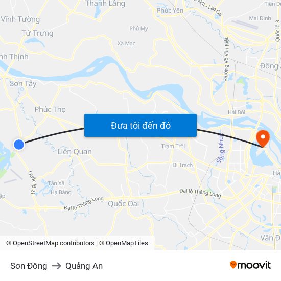 Sơn Đông to Quảng An map