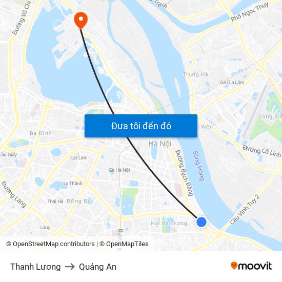 Thanh Lương to Quảng An map