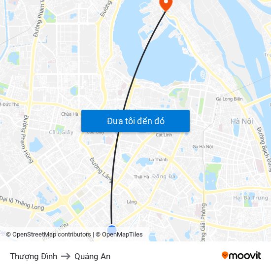 Thượng Đình to Quảng An map