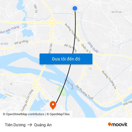 Tiên Dương to Quảng An map