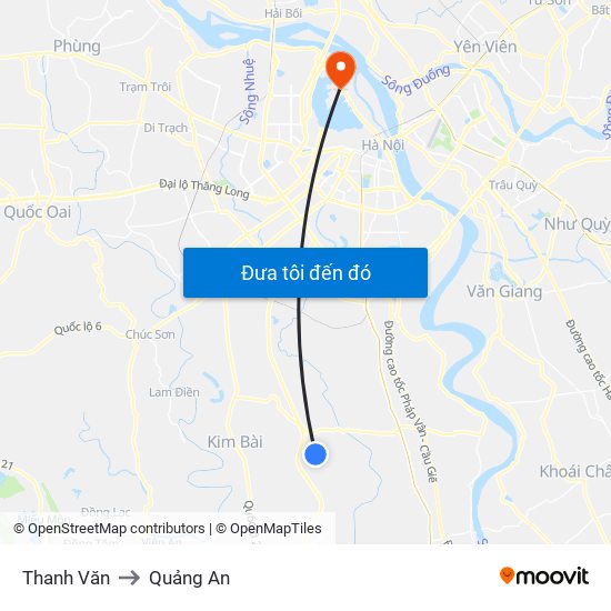 Thanh Văn to Quảng An map