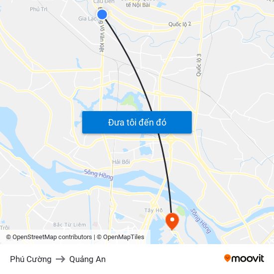 Phú Cường to Quảng An map