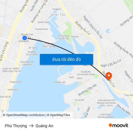 Phú Thượng to Quảng An map