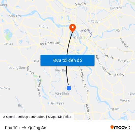 Phú Túc to Quảng An map