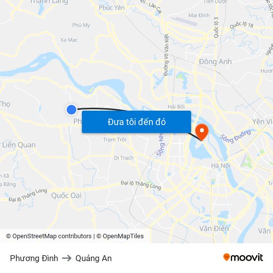 Phương Đình to Quảng An map