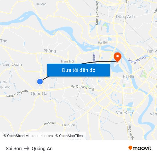 Sài Sơn to Quảng An map