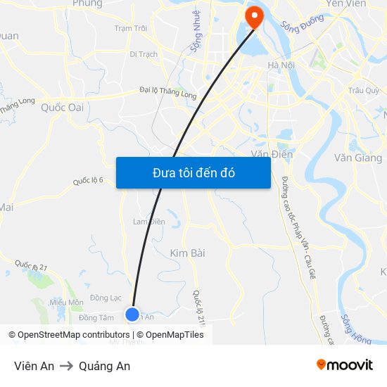 Viên An to Quảng An map