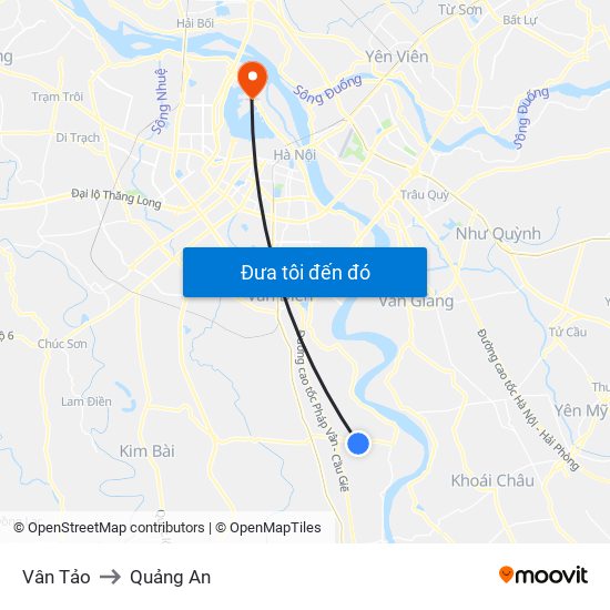 Vân Tảo to Quảng An map