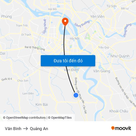 Văn Bình to Quảng An map