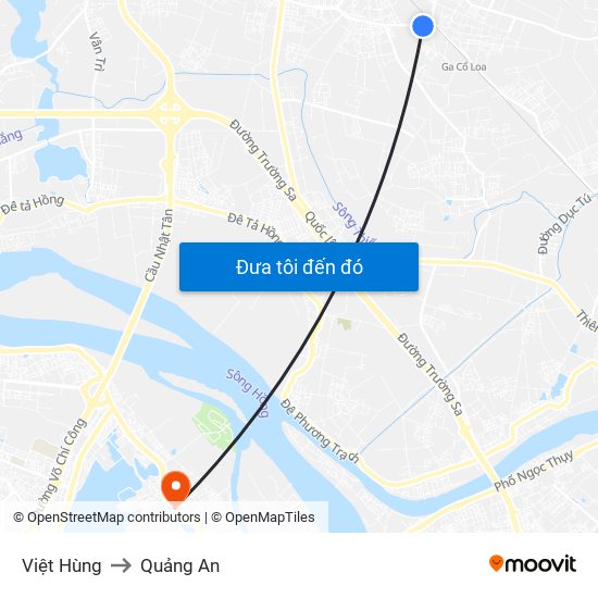 Việt Hùng to Quảng An map
