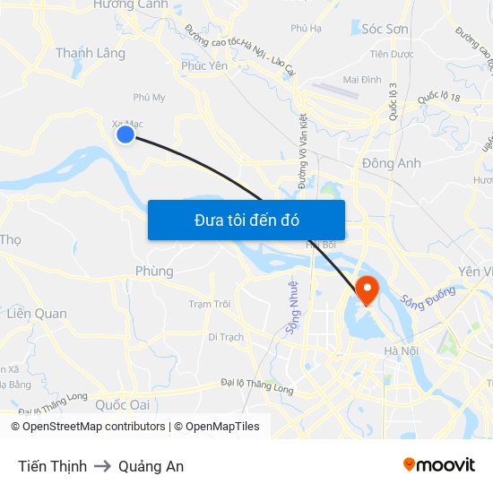 Tiến Thịnh to Quảng An map