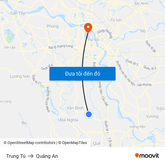Trung Tú to Quảng An map