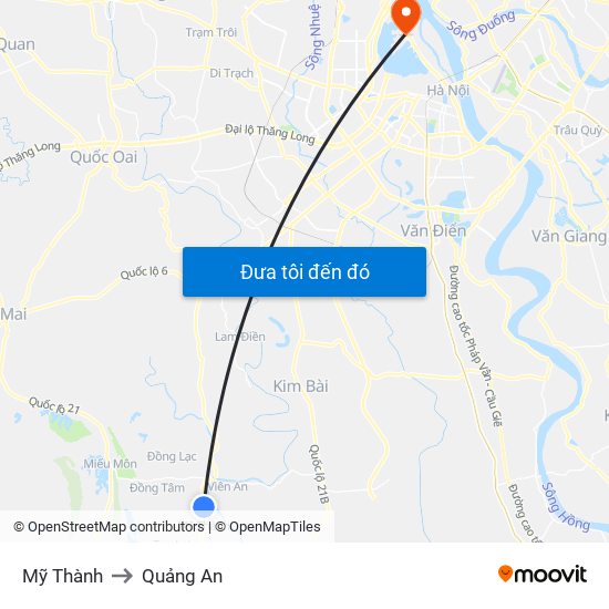 Mỹ Thành to Quảng An map