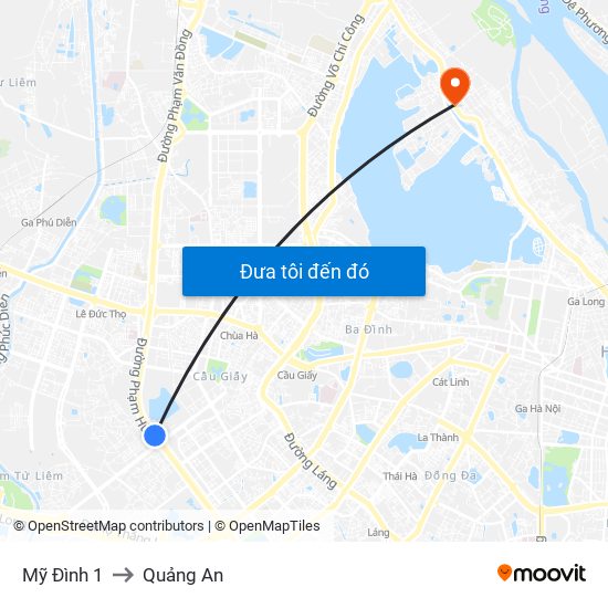 Mỹ Đình 1 to Quảng An map