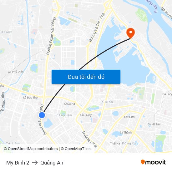 Mỹ Đình 2 to Quảng An map