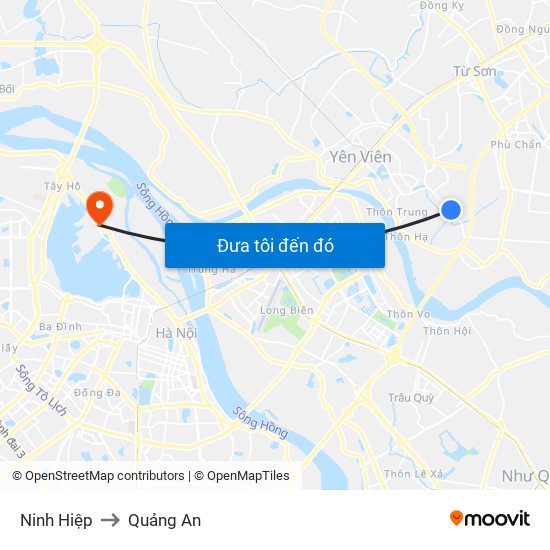 Ninh Hiệp to Quảng An map