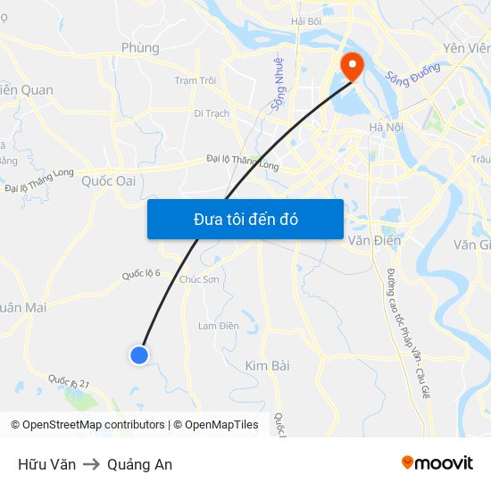 Hữu Văn to Quảng An map