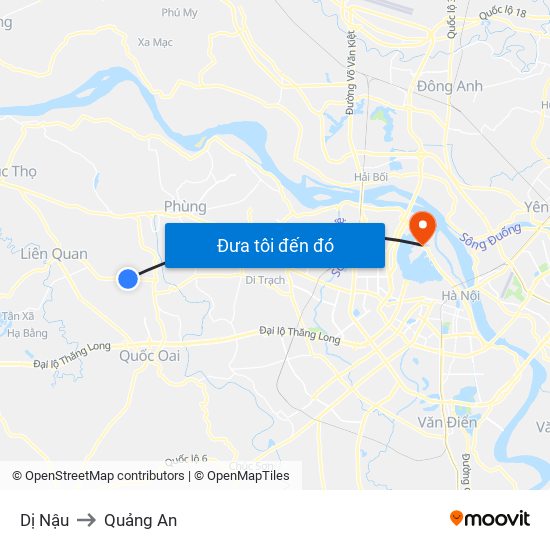 Dị Nậu to Quảng An map