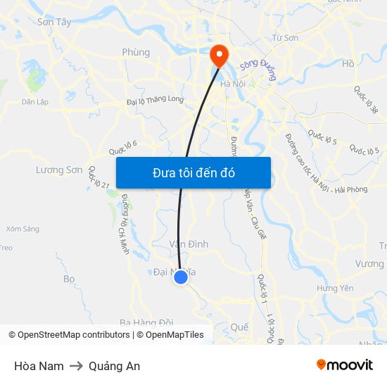 Hòa Nam to Quảng An map