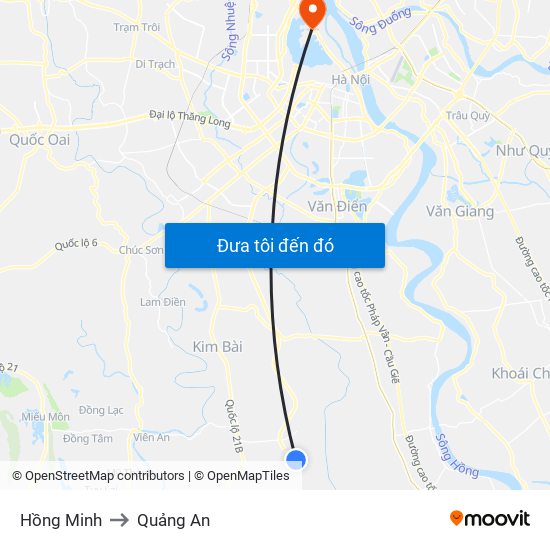 Hồng Minh to Quảng An map