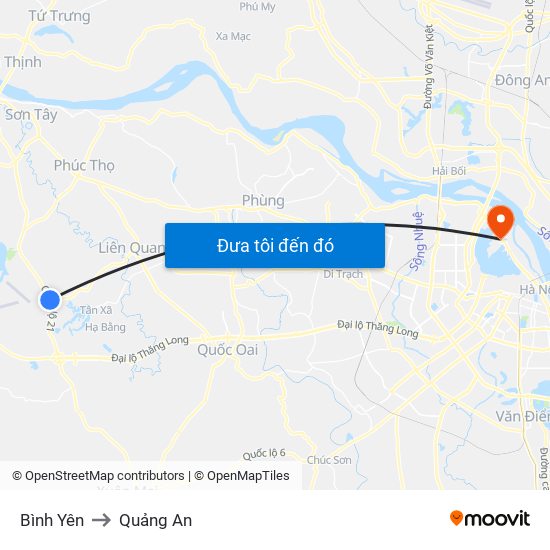 Bình Yên to Quảng An map