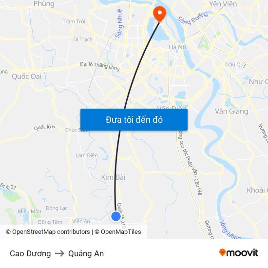 Cao Dương to Quảng An map