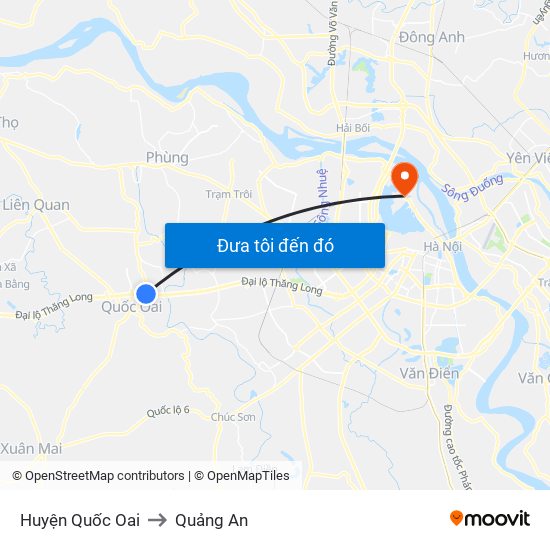 Huyện Quốc Oai to Quảng An map