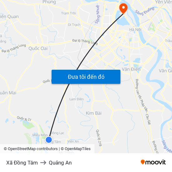 Xã Đồng Tâm to Quảng An map