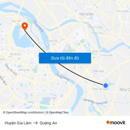 Huyện Gia Lâm to Quảng An map