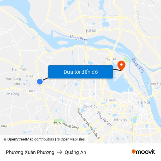 Phường Xuân Phương to Quảng An map